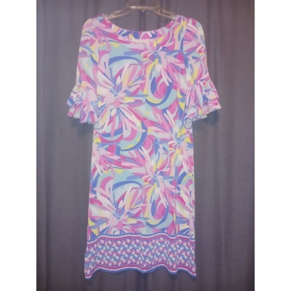 Cappagallo Cottagecore Floral Print Dress Ruffle Sleeve Casual Colorful S